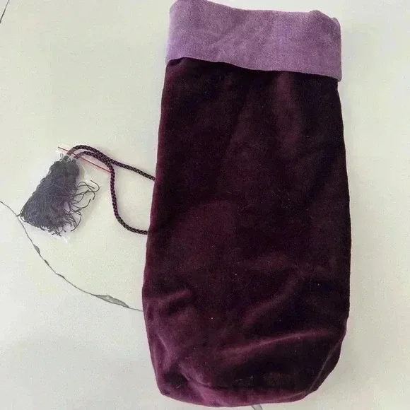 New Pottery Barn Purple Plum Velvet Wine bottle Bag 12"x7 Hostess’s Gift Vintage - Picture 2 of 3